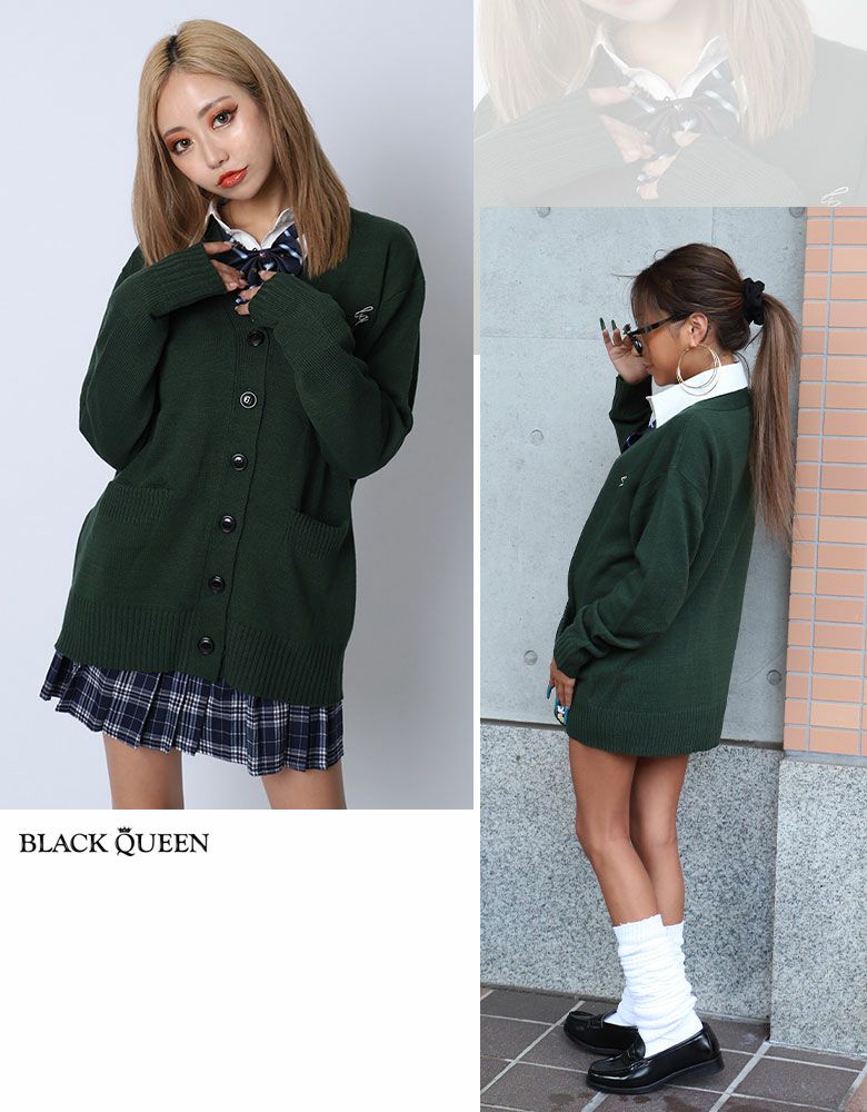 l'appartement別注 queene&amp;belle スクールカーディガン JK制服ゆるニットカーディガン | レディースギャルファッション通販