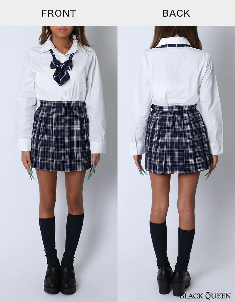 メール便対応】JK制服3点セット(チェックスカート×リボン