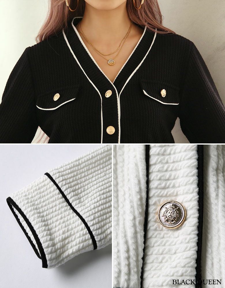 極美品 SWG BLACK PLATINUM バイカラー セットアップ M バイカラーの襟デザインがきちんと見えする！上品セットアップコーデ