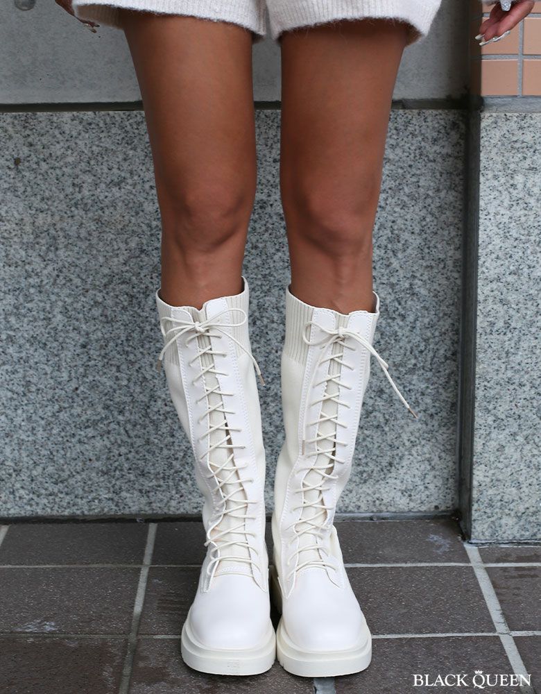 レースアップロングブーツ【藤木そら着用】mavily | レディースギャル