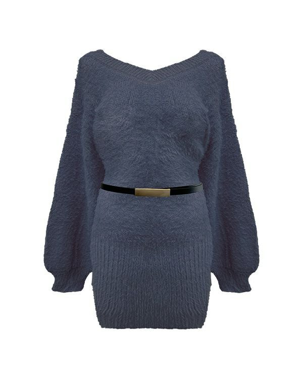 ベルト付きシャギーニットワンピース | レディースギャルファッション