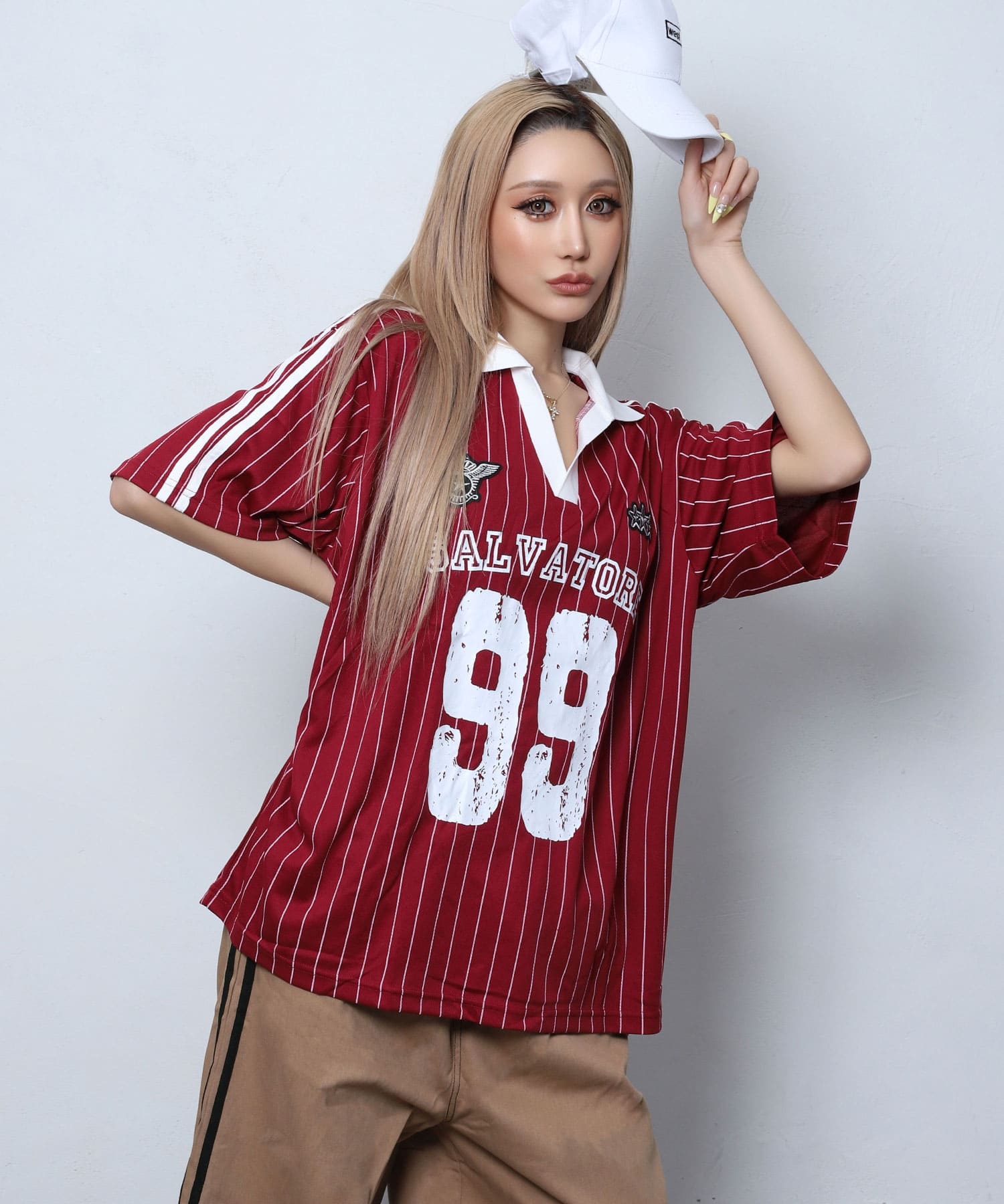 ストライプユニフォームTシャツ | レディースギャルファッション通販