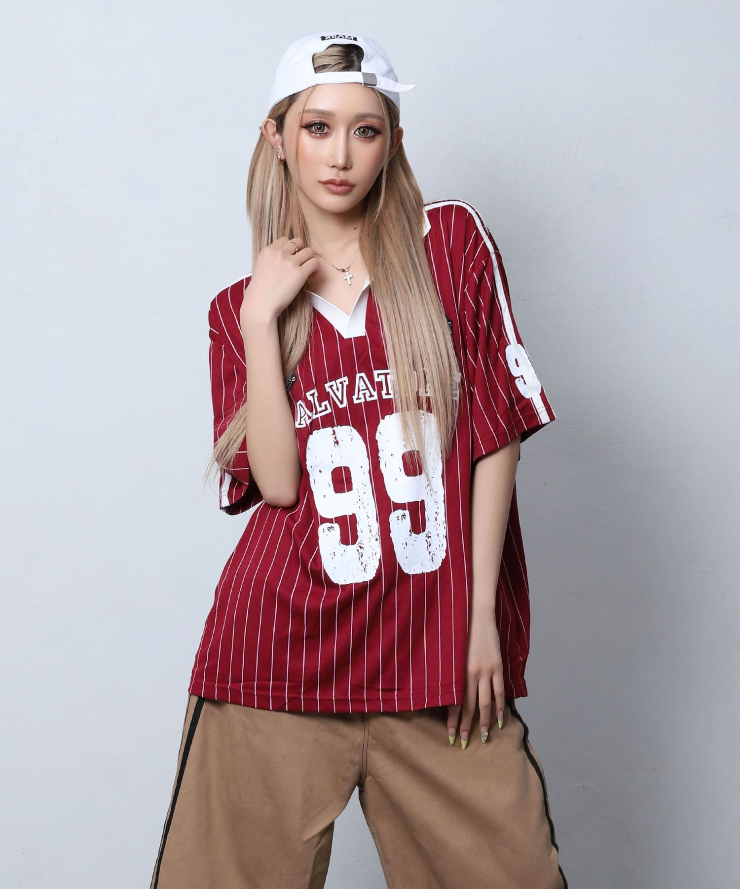 ストライプユニフォームTシャツ | レディースギャルファッション通販