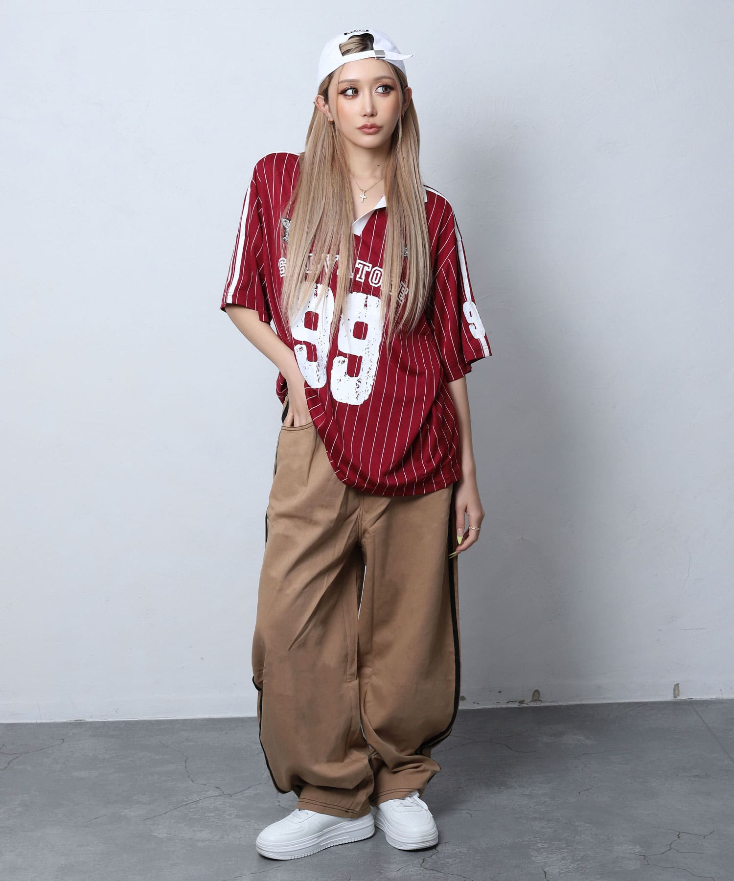 ストライプユニフォームTシャツ | レディースギャルファッション通販