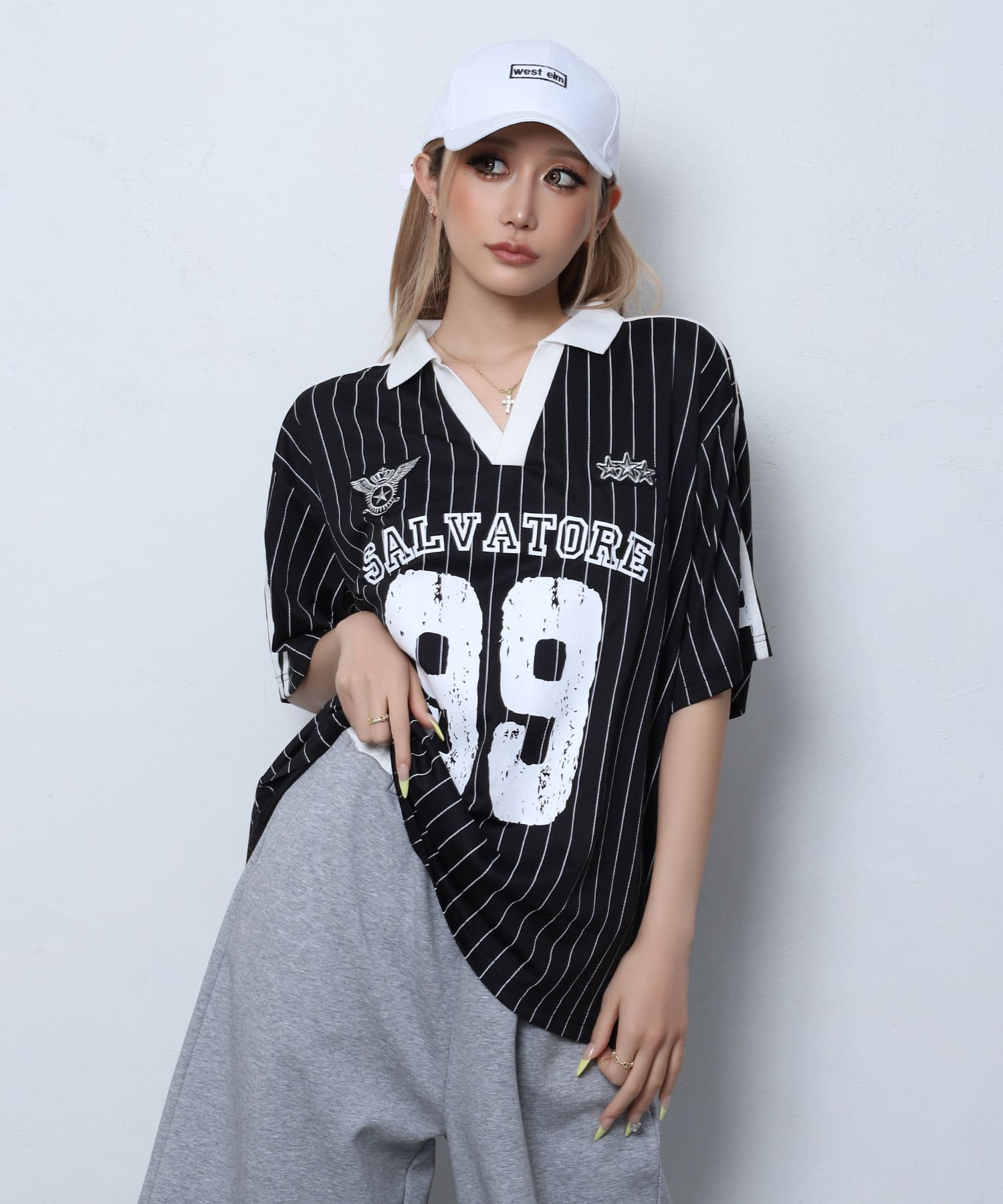 ストライプユニフォームTシャツ | レディースギャルファッション通販