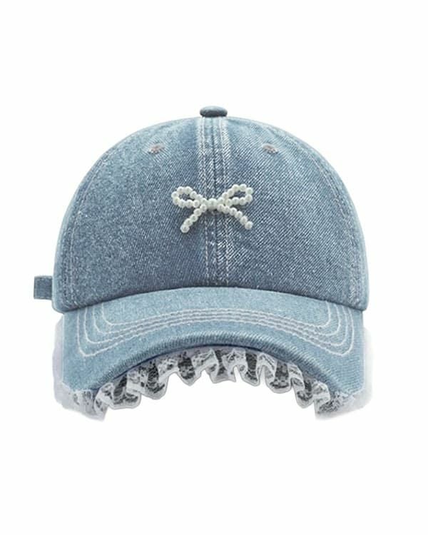 denim cap with lace