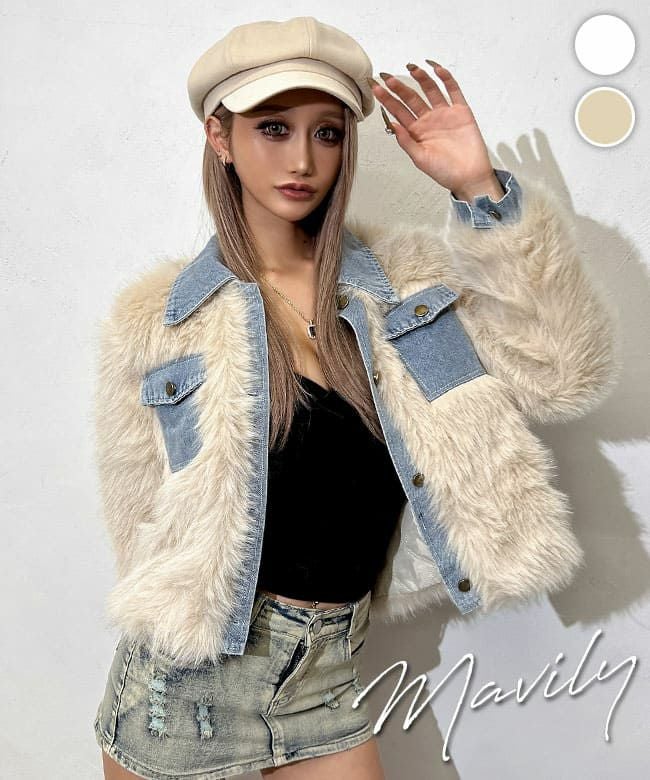 ファードッキングデニムジャケット | レディースギャルファッション