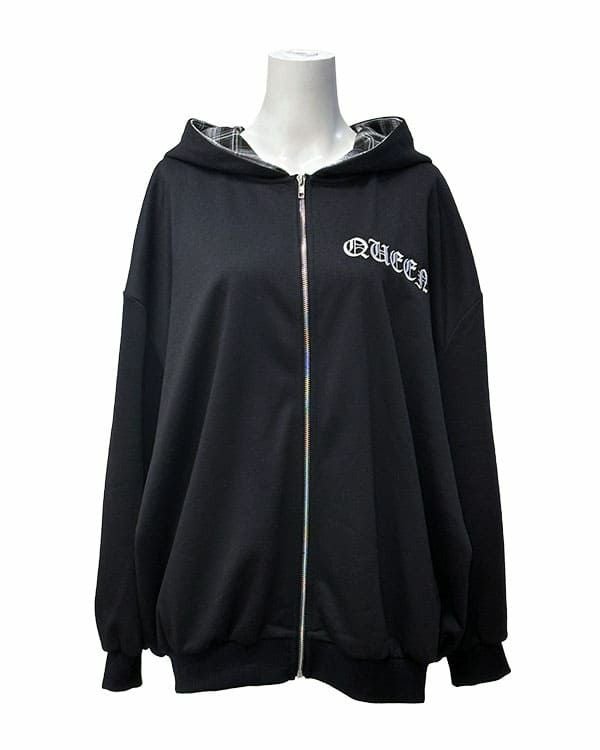 Plaid switching hoodie