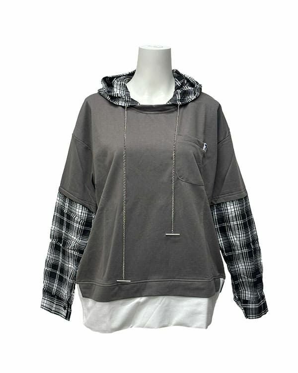 Layered plaid hoodie