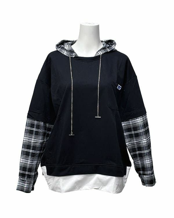 Layered plaid hoodie