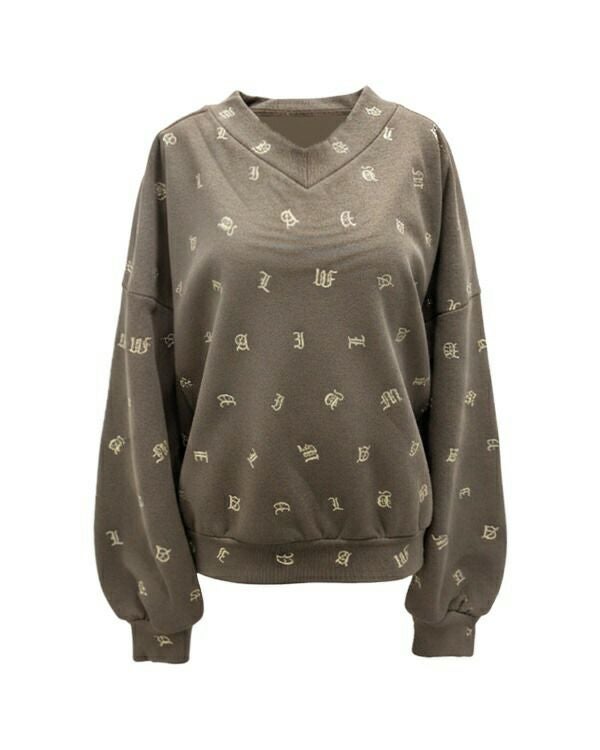 All-over logo V-neck pullover