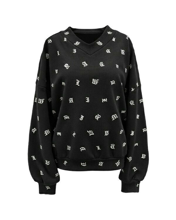 All-over logo V-neck pullover