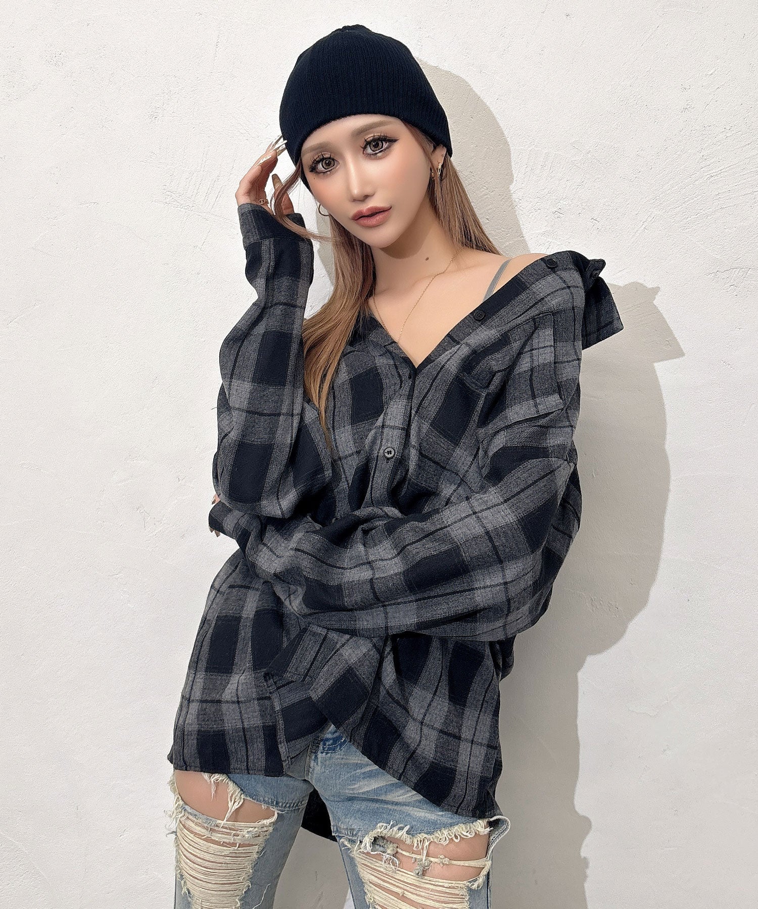 べルト付きチェックシャツ | レディースギャルファッション通販