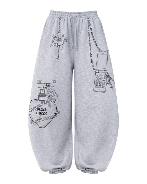 chain print balloon pants