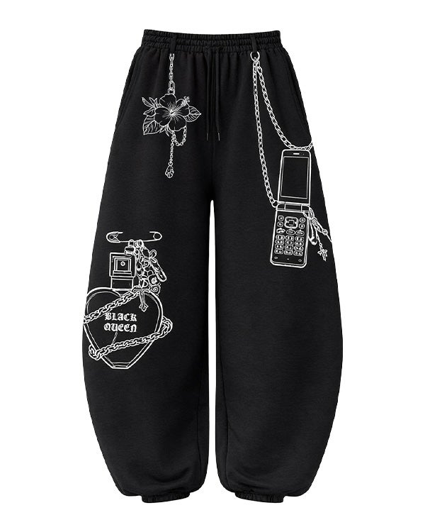chain print balloon pants