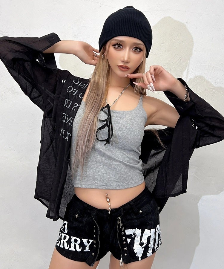 フロントZIPプリントショートパンツ | レディースギャルファッション