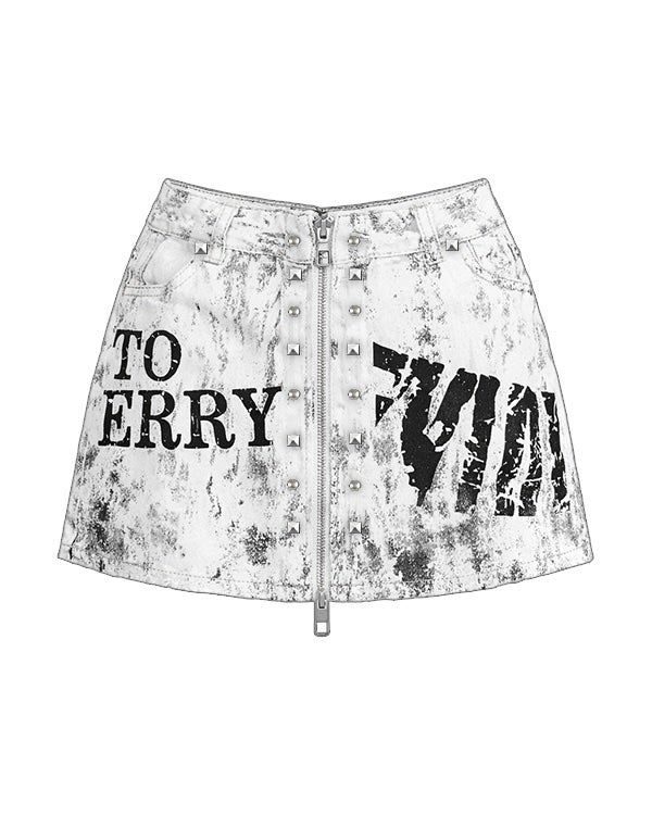 Front zip print shorts