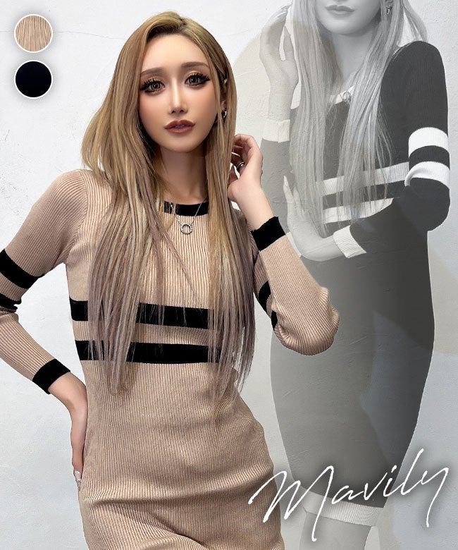 バイカラータイトワンピース