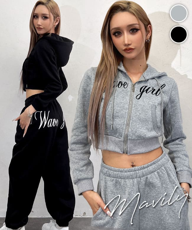 刺繍ロゴスウェットセットアップ | レディースギャルファッション通販