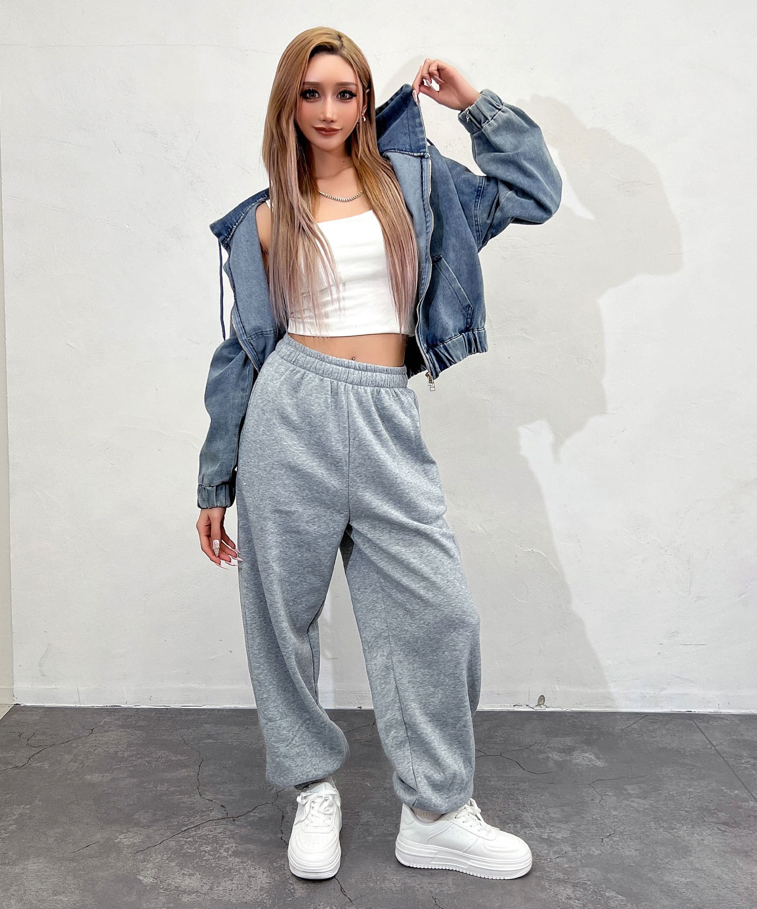 ダブルZIPデニムショートパーカー | レディースギャルファッション通販