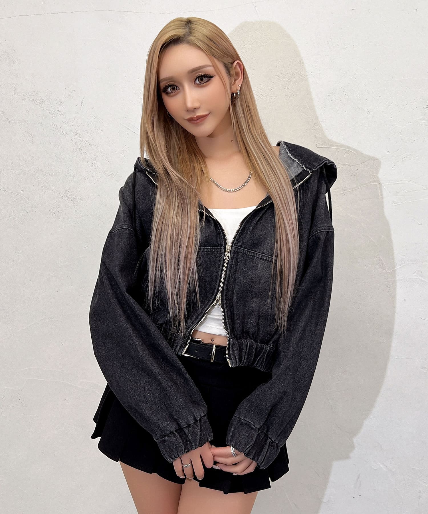 ダブルZIPデニムショートパーカー | レディースギャルファッション通販