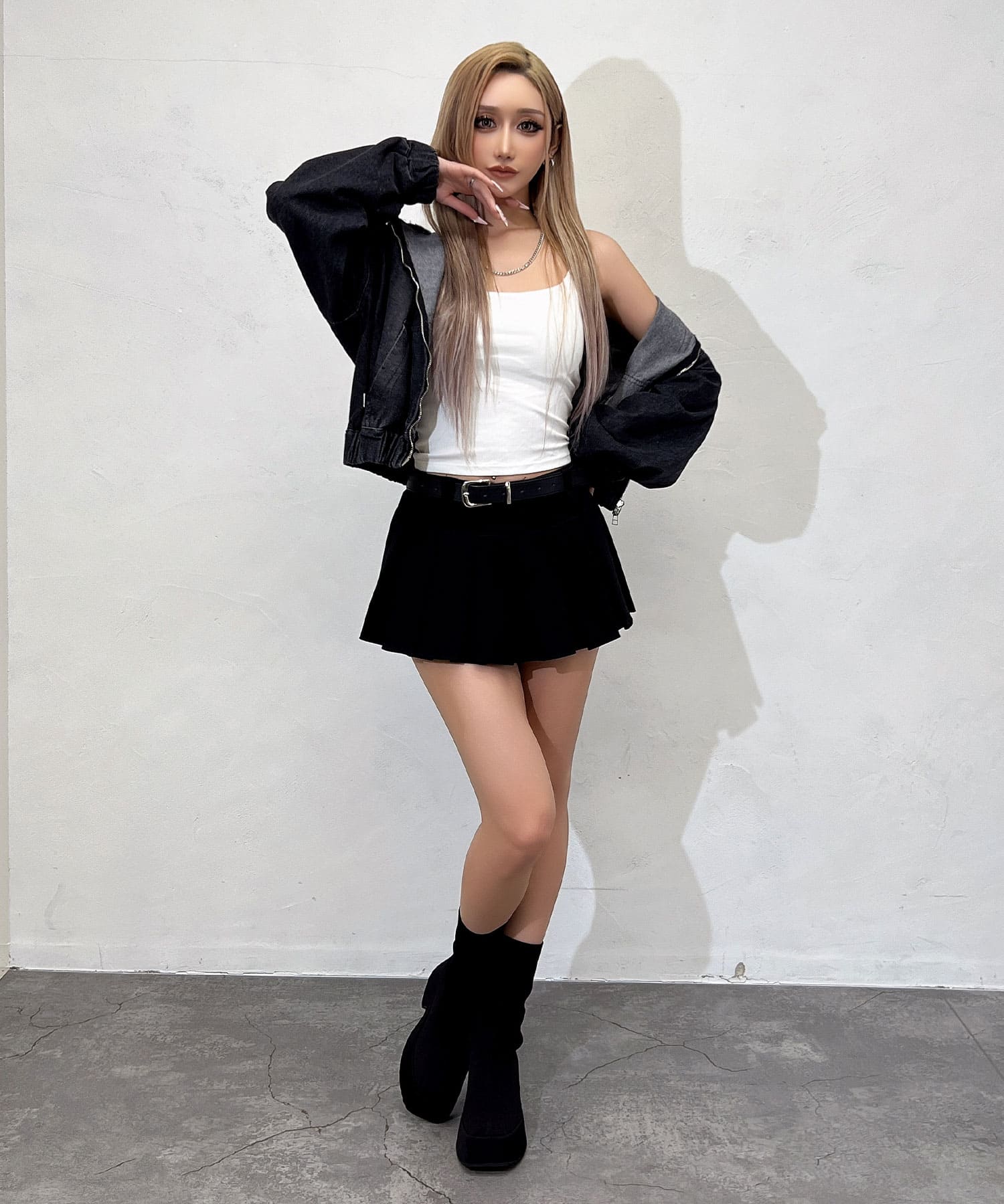 ダブルZIPデニムショートパーカー | レディースギャルファッション通販