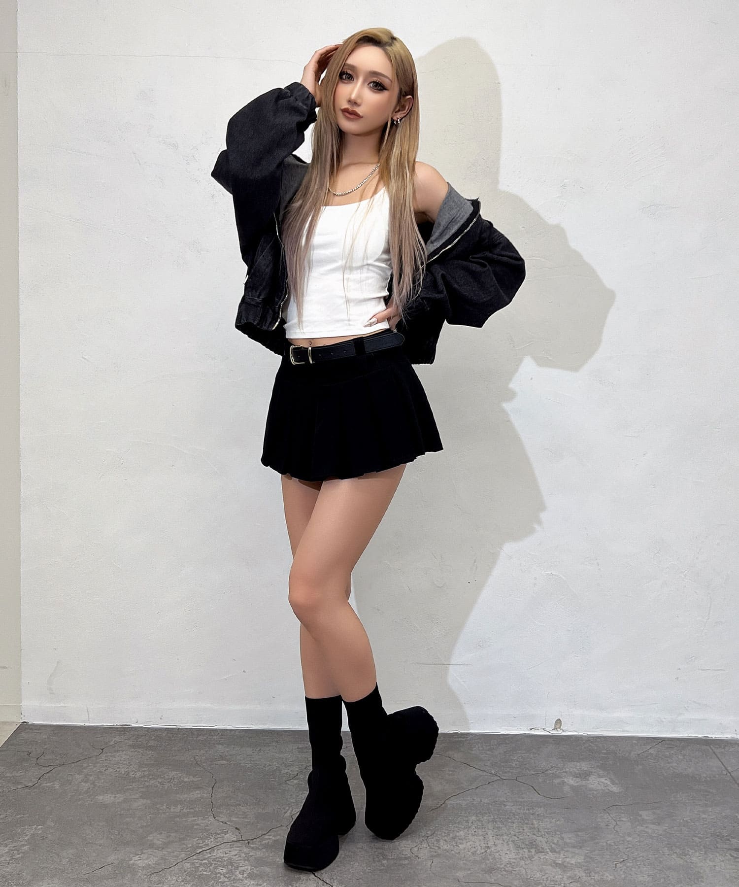 ダブルZIPデニムショートパーカー | レディースギャルファッション通販