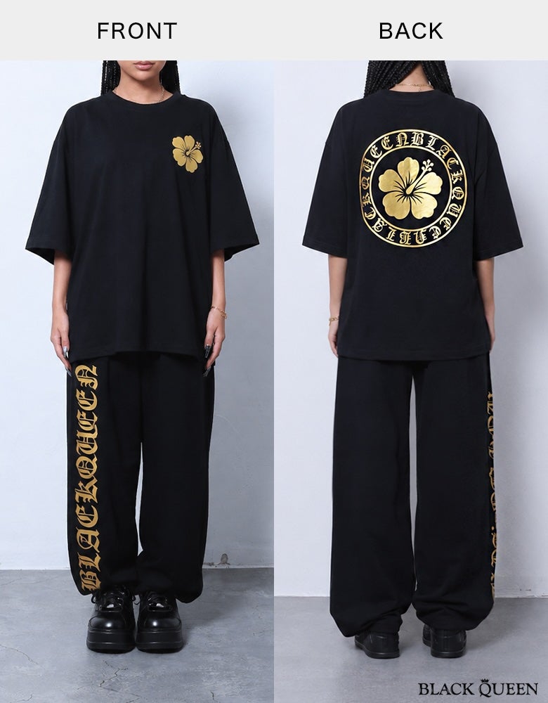 箔プリントビッグTシャツセットアップ | レディースギャルファッション