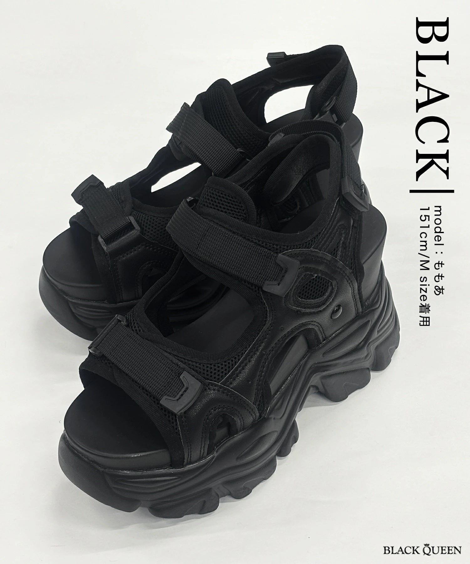 【BLACK】モノグラムスポーツサンダル RANDA（ランダ） サンダル モノグラムパーツスポーツサンダル