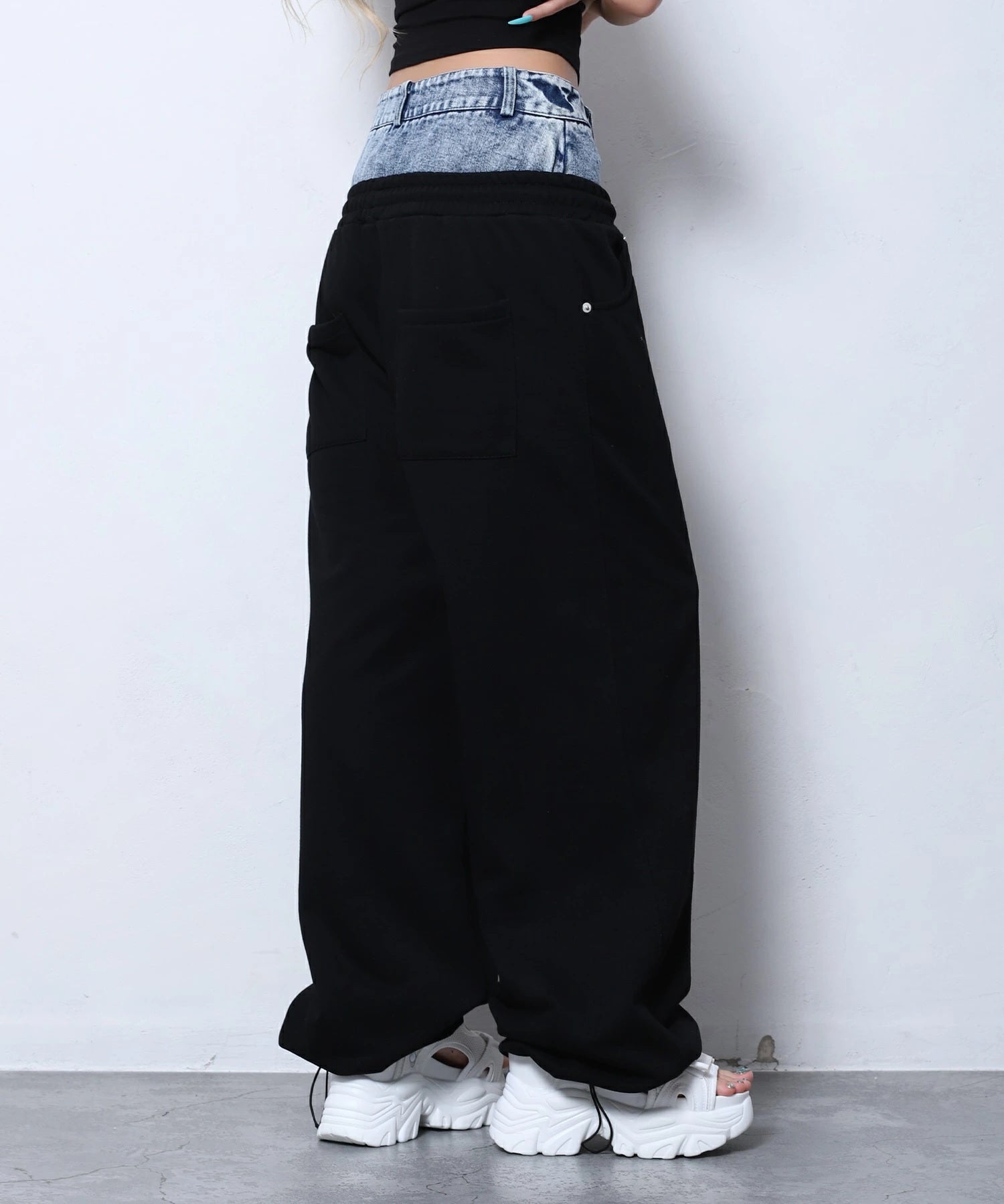 デニムレイヤード風スウェットパンツ | レディースギャルファッション