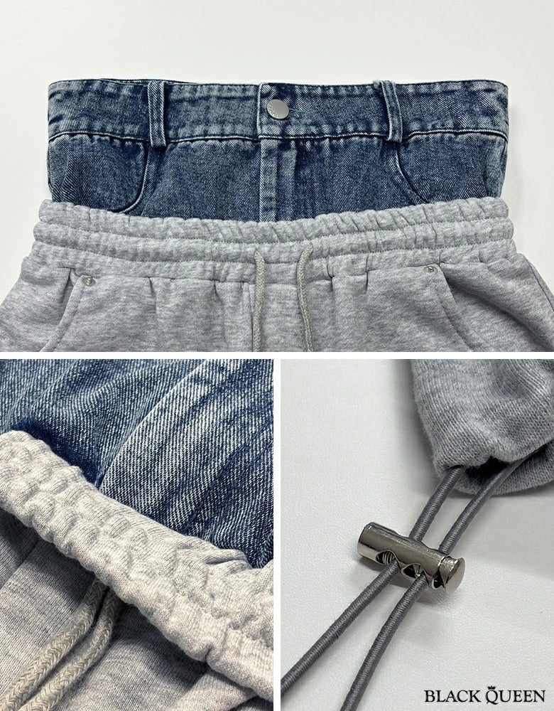 デニムレイヤード風スウェットパンツ | レディースギャルファッション