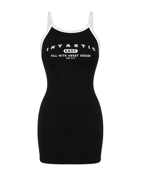 Color scheme printed tight cami dress
