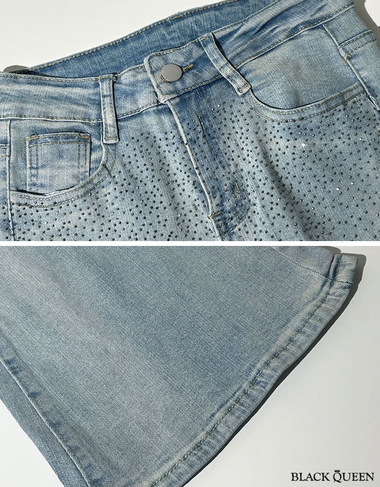 Flared denim with stones