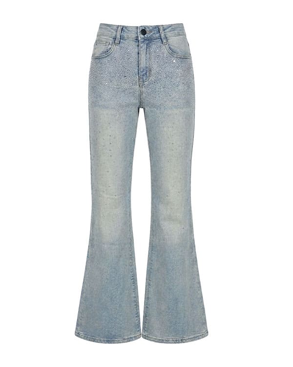 Flared denim with stones