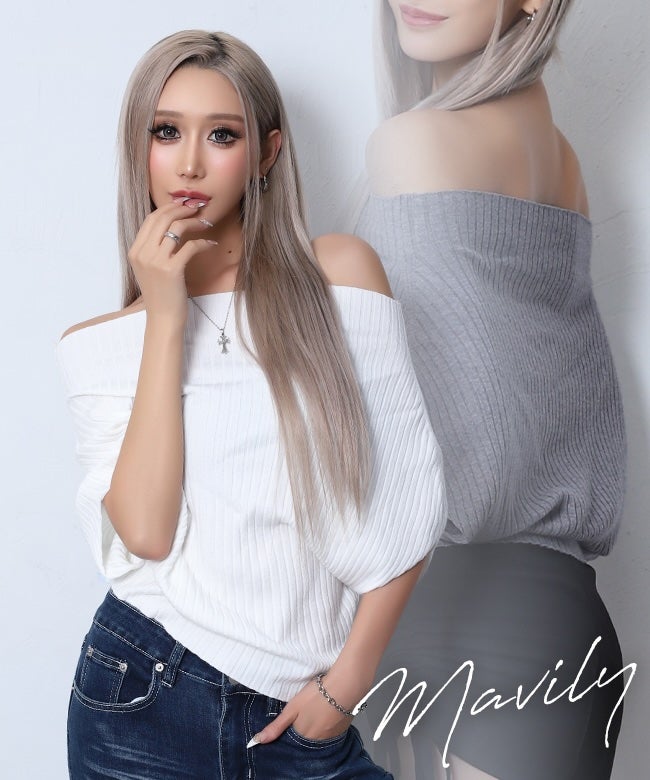 オフショルニットトップス